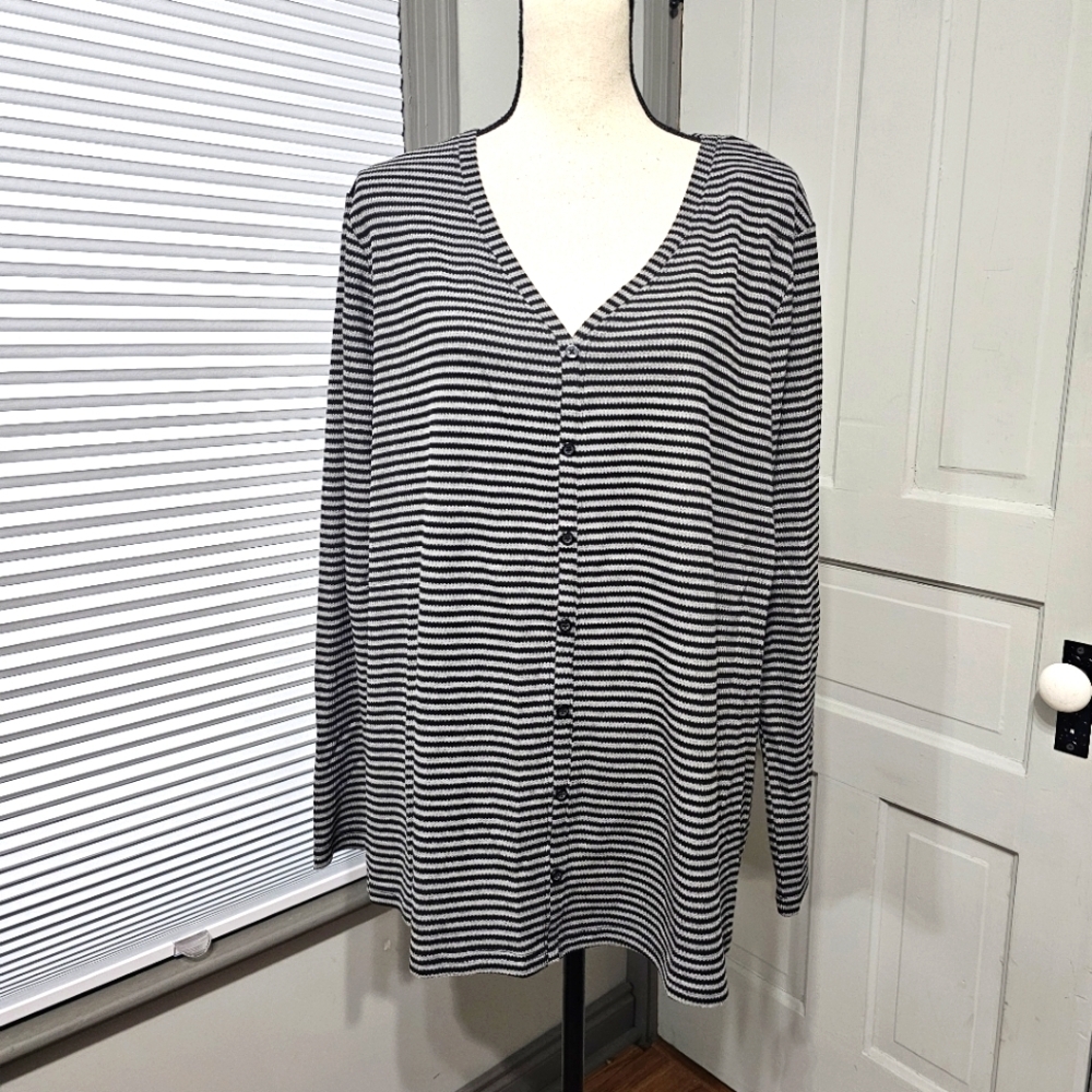 Lane Bryant Thermal Knit Faux Button V-neckline Top